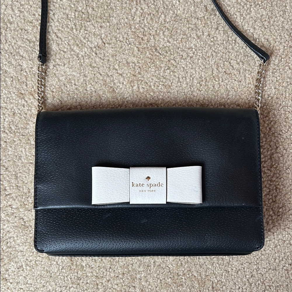 Kate Spade Black Crossbody Bag with White Bow